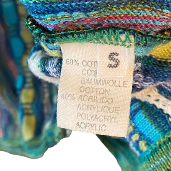 Marcazzani M* Green Yellow Multicolor Stripes Front Zipper Collar Italy Sweater - Picture 8 of 8